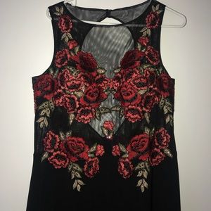 Embroidered long black dress